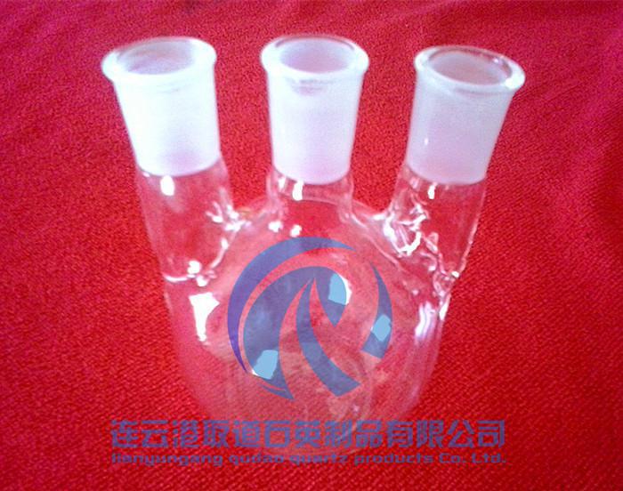 透明石英玻璃瓶 石英三口烧杯 耐高温容器  石英实验仪器深加