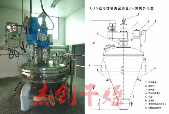 专业优化设计氢氧化锂烘干机 GLZ系列内加热锥形螺带真空干燥机