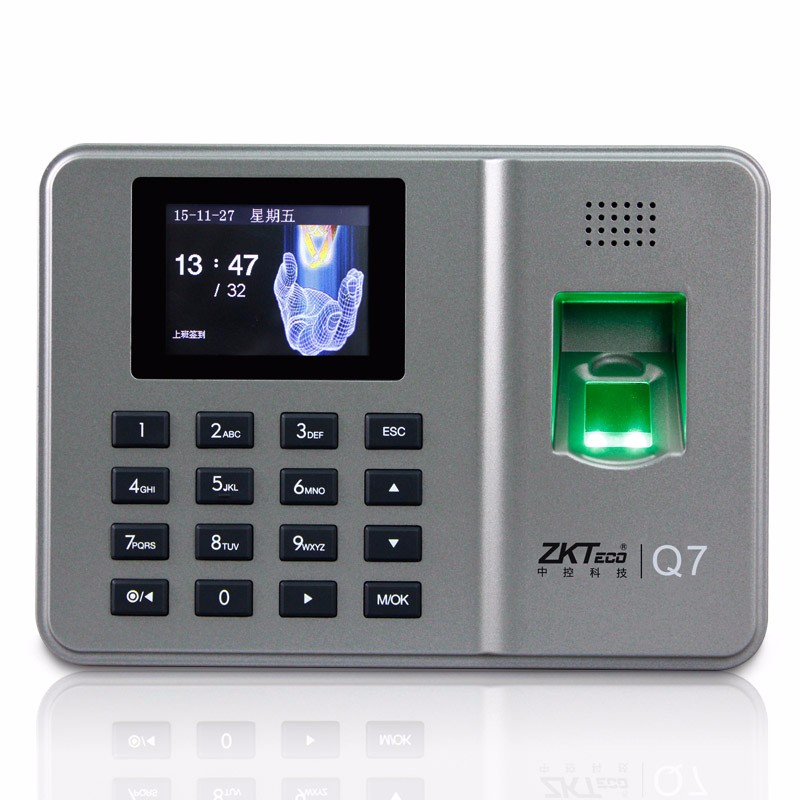 ZKTeco/中控 Q7考勤机 指纹识别式打卡机 上班签到机免安装软件指纹考勤机 中控考勤机