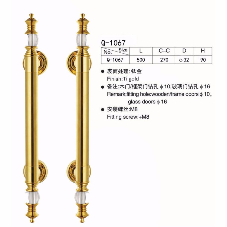 五金拉手 玻璃门把手 欧式豪华拉手 工艺拉手 扶手 Q-1067